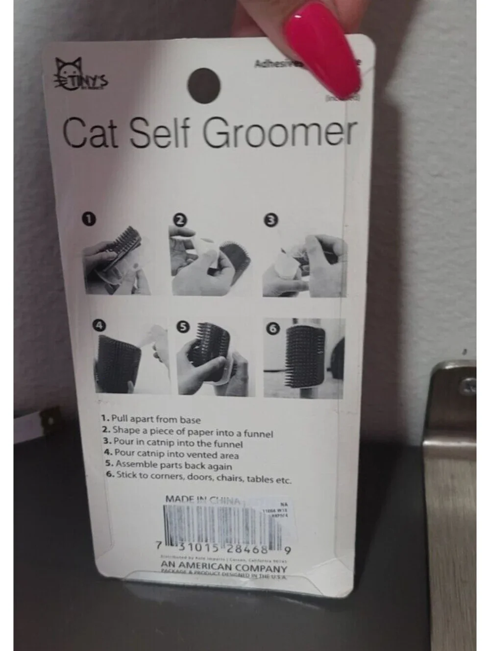 TINY'S CAT SELF GROOMER BRUSH ADHESIVE BLUE